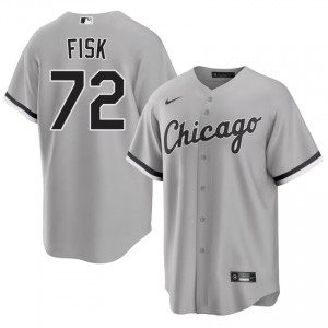 Sox Authentic #72 Grey Men's Carlton Fisk Jerseys 469665-608
