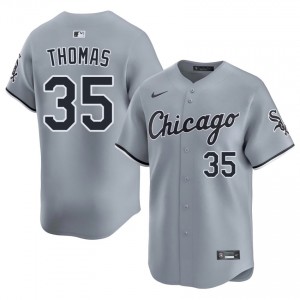 White Stockings Gray Stitched Men Frank Thomas #35 Jerseys 931413-628