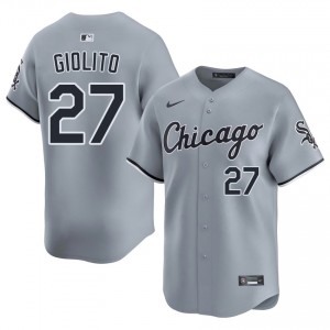 Go-Go Sox Men Gray #27 Lucas Giolito Embroidery Jersey 528325-203