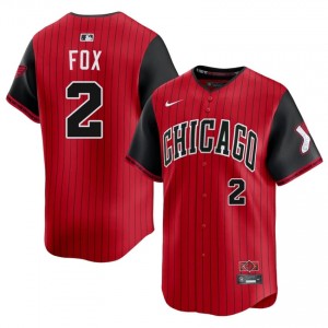 White Stockings Men's #2 Red/Black Nellie Fox Official City Connect Jersey 580557-805