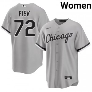 CWS White Sox Women Limited #72 Carlton Fisk Grey Jersey 300436-382