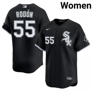 White Sox #55 Carlos Rodon Womens Stitched Black Jerseys 794557-585