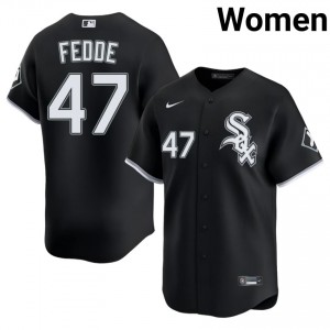 Chicago White Sox #47 Erick Fedde Stitched Women's Black Jerseys 328240-979