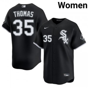 White Sox #35 Women Black Frank Thomas Game Jerseys 618758-685