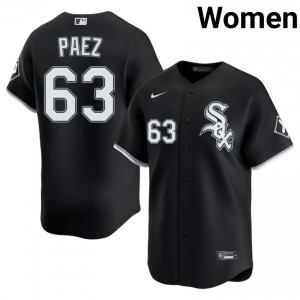 CWS White Sox Black Authentic Jedixson Paez #63 Women Jerseys 948614-348