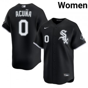 White Sox #0 Women Luisangel Acuna Black Limited Jersey 212695-815