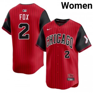 Go-Go Sox Red/Black Nellie Fox #2 Embroidery City Connect Womens Jersey 220540-720