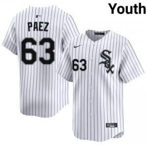 CWS White Sox Official White Jedixson Paez Youth #63 Jersey 883227-905