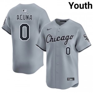 White Sox #0 Youth Gray Luisangel Acuna Authentic Jersey 320304-439