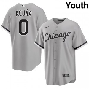 CWS Luisangel Acuna #0 New Grey Youth Jerseys 852041-389
