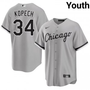 White Stockings Youth #34 Michael Kopech Grey Game Jerseys 479373-665