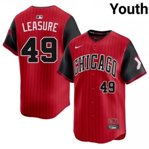 CWS White Sox Youth Red/Black City Connect Game #49 Jordan Leasure Jersey 388452-590