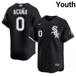 White Sox Luisangel Acuna Black Youth Replica #0 Jersey 347659-742